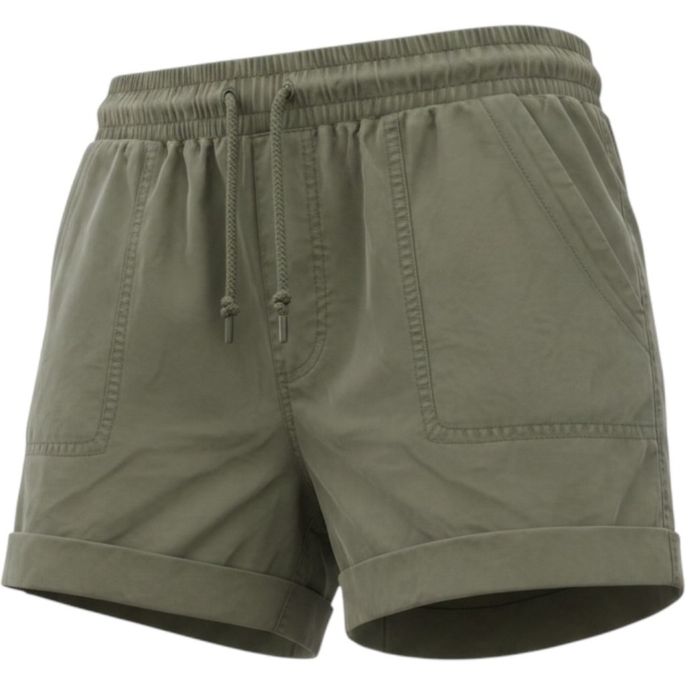 Olive Green Linen Blend Safari Shorts Closet Capsule of Quiet Luxury Boho M